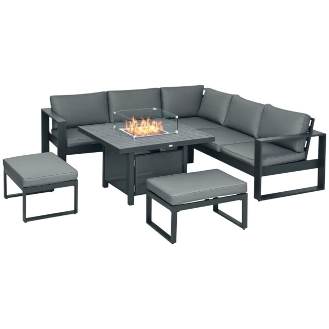 6-piece Garden Furniture Set Firepit Table Outdoor Sofa Picnic Seat