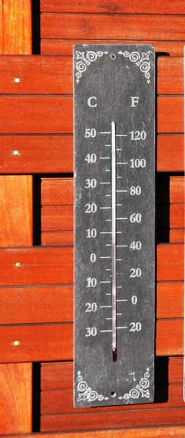 Garden Slate Thermometer Garden Gardeners Gift Outdoors 45x10 Cm White