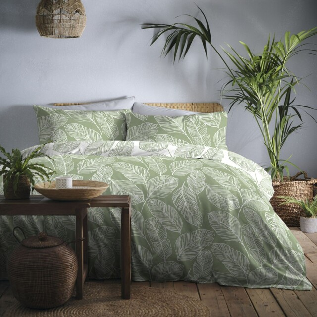 Duvet Cover Bedding Set Reversible Easy Care Matteo Leaf By Fusion