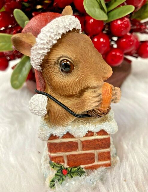 Dormouse On Chimney Ornaments Resin Vivid Arts Height 8cm