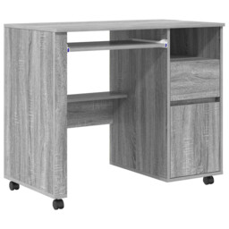 Desk With Wheels With Drawer With Shelf Engineered Wood Computer