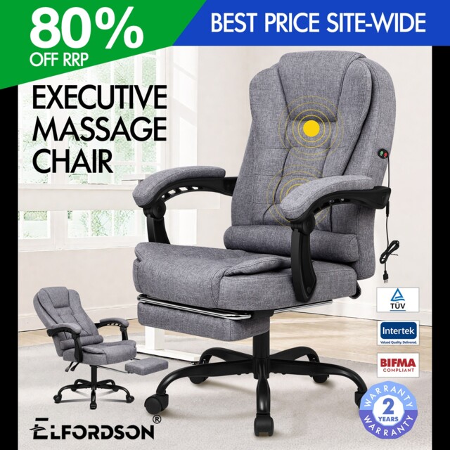 Elfordson Office Chair Massage Executive Recliner Footrest Swivel