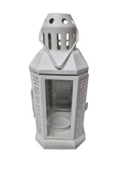 Ikea Grey Enrum Lantern Tealight Candle Holder Hanging Glass, Metal
