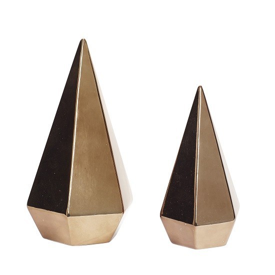 Copper Christmas Tree Modern Ceramic Set Of 2 Danish Design By Hubsch