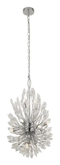 Ceiling Light Silver Peacock 14 Chrome Clear Crystal Glass Searchlight