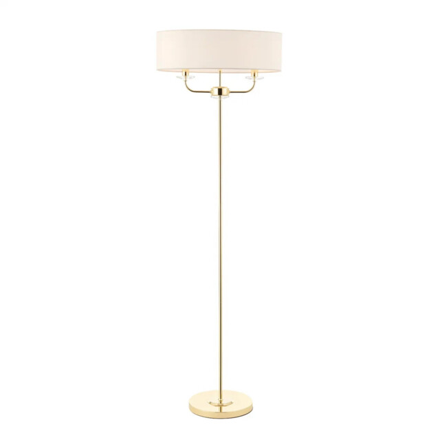 Floor Light Brass Nixon Bras Vintage White Cream Lamps Required Endon