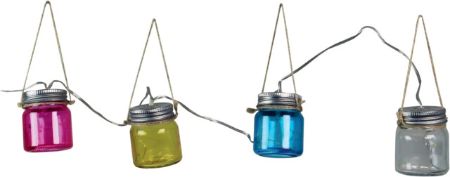 Firefly 8 Jar String Lights Solar Powered Outdoor Hanging Garden Décor