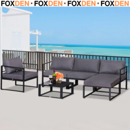 6-piece Garden Sectional Sofa Set W/ Aluminium Frame, Coffee Table, &