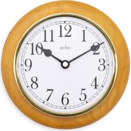 Acctim Maine Wall Clock Quartz Wood Frame Gold Bezel Cherry 20cm 24170
