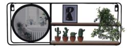 Metal Floating Shelf Black Metal Wall Rack With Mirror Wall Mounting