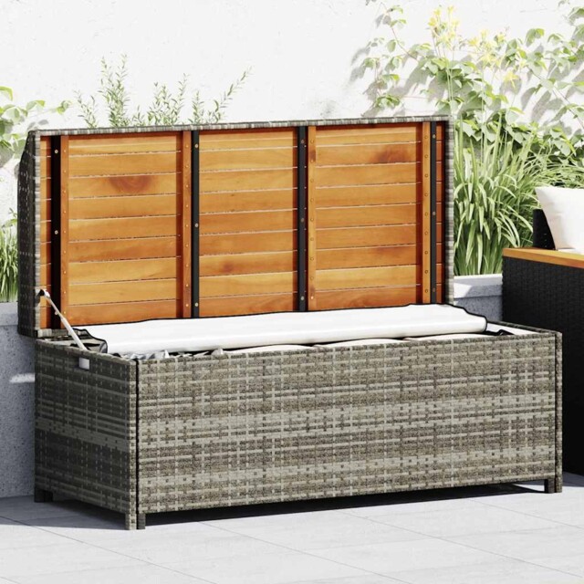 Outdoor Patio Poly Rattan Garden Cushion Storage Bench Box Cabinet