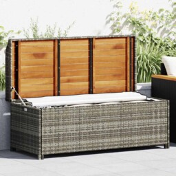 Outdoor Patio Poly Rattan Garden Cushion Storage Bench Box Cabinet