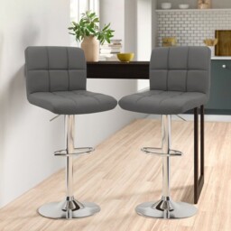 Bar Stool Faux Leather Dark Grey 20x20x20cm Chrome Legs Compactfit