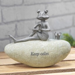Country Living Frog On Stone Garden Ornament 15.5cm - Keep Calm