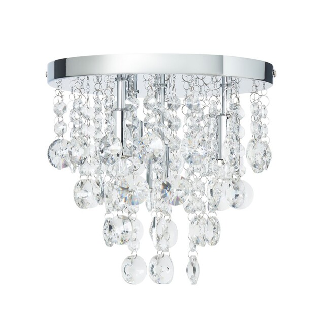 Litecraft Montego Crystal Effect Flush Mounted Polished Chrome Ceiling