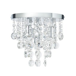 Litecraft Montego Crystal Effect Flush Mounted Polished Chrome Ceiling