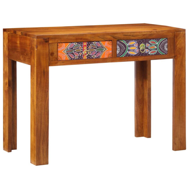 Writing Desk Brown 100x50x75cm Solid Acacia Wood Rustic 2-drawer