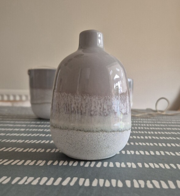Sass And Belle Grey Glaze Stonewear Bud Vase 8cm X 12cm Tall