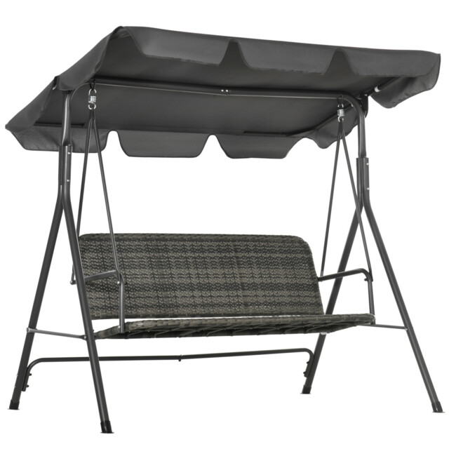 Outsunny 3-person Rattan Swing Chair, Hanging Bench W/ Stand,