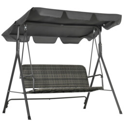 Outsunny 3-person Rattan Swing Chair, Hanging Bench W/ Stand,