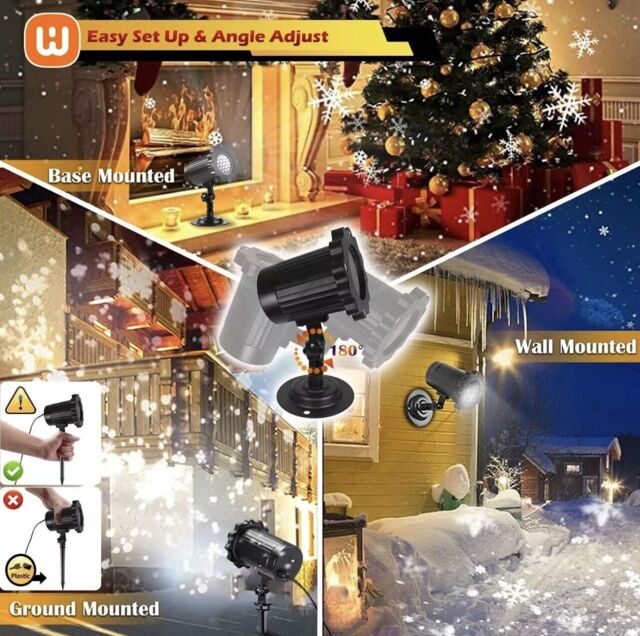 In/outdoor Christmas Projector Lamp Led Moving Snowflake Laser Light