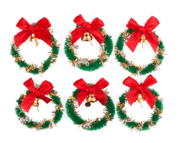 Christmas Wreath With Bells – Pack Of 6 Craft Embellishments By Galedi