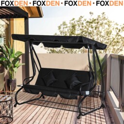 Outdoor Three-seater Porch Garden Swing Chair With Adjustable Canopy