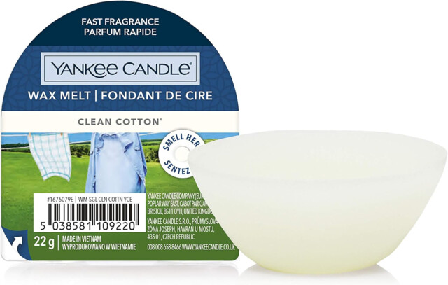 Yankee Candle Wax Melts - Clean Cotton - Up To 8 Hours Of Fragrance -