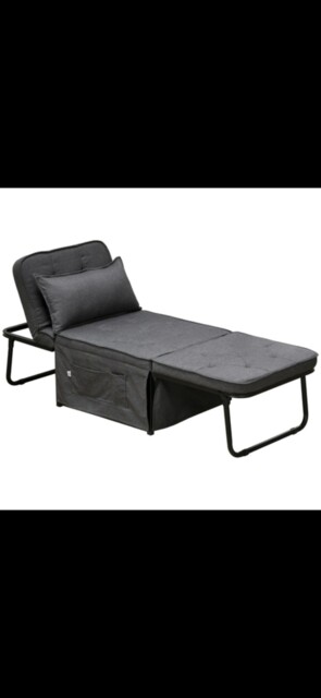 Homcom Folding Sleeper Sofa Bed Chair - Charcoal Grey