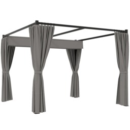 Outsunny 3 X 3(m) Pergola With Retractable Roof And Curtains, Light
