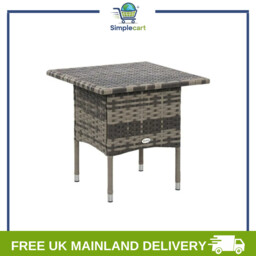 Pe Rattan Outdoor Coffee Table, Modern Rattan Side Table, Mixed Grey