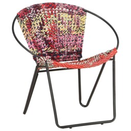 Circle Chair Multicolours Chindi Fabric Bedroom Hand Woven Armchair