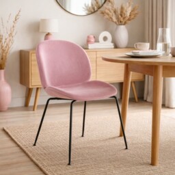 Dining Chair Luxurious Velvet - Black Metal Legs - Various Colours