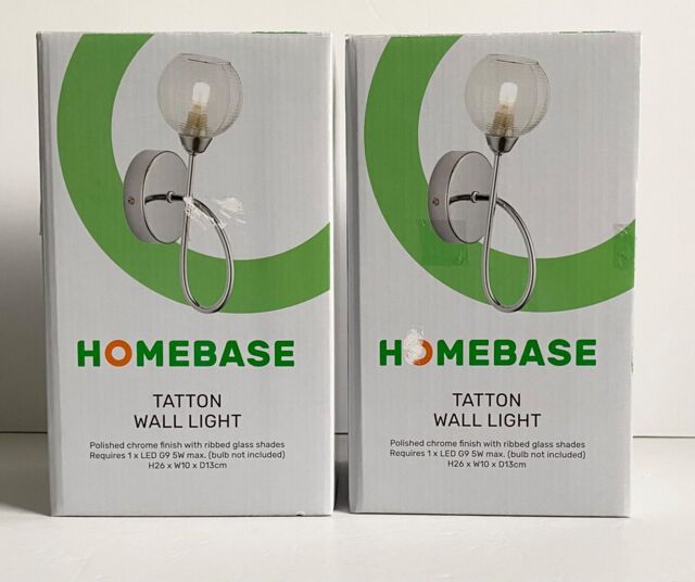 Polished Chrome Finish Tatton Wall Light X2 Ribbed Glass Shades