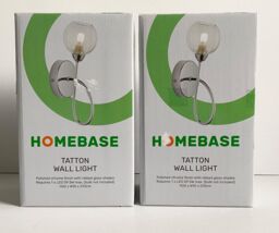 Polished Chrome Finish Tatton Wall Light X2 Ribbed Glass Shades