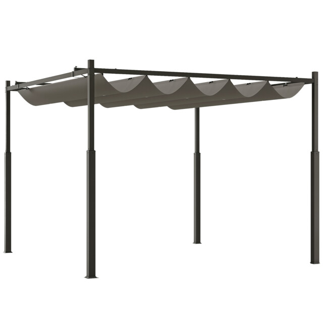 Outsunny 3 X 3(m) Pergola With Retractable Roof, 80mm Metal Column,