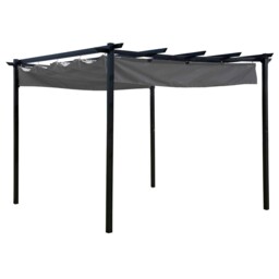 Charles Bentley 3 X 3m Steel Pergola Gazebo Modern For Garden - Grey