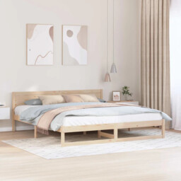 Bed Frame With Headboard Brown 180 X 200 Cm Solid Pine Wood Vidaxl