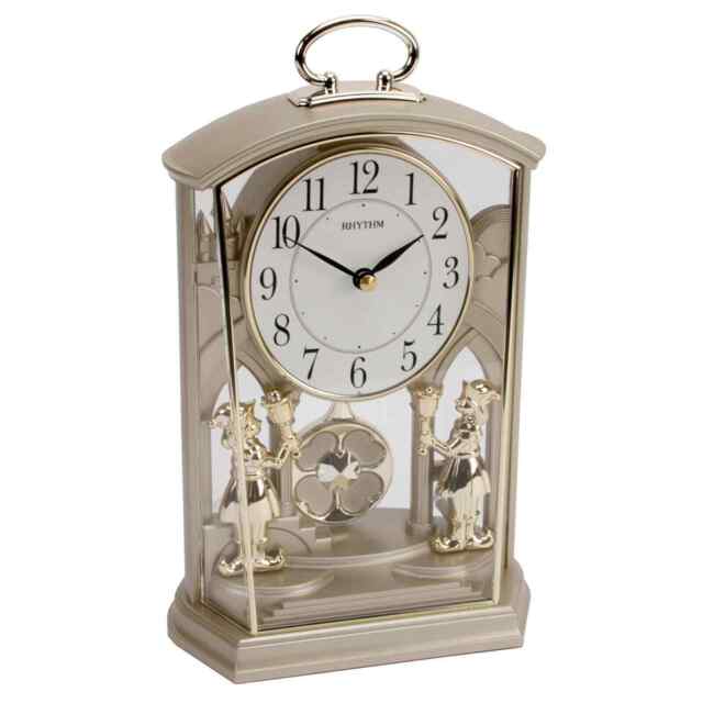 Rhythm Gold Carriage Mantel Clock With Swinging Pendulum 4rp796wr18