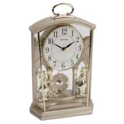 Rhythm Gold Carriage Mantel Clock With Swinging Pendulum 4rp796wr18