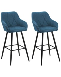 Bar Chair Set Of 2 Fabric Sea Blue Darien