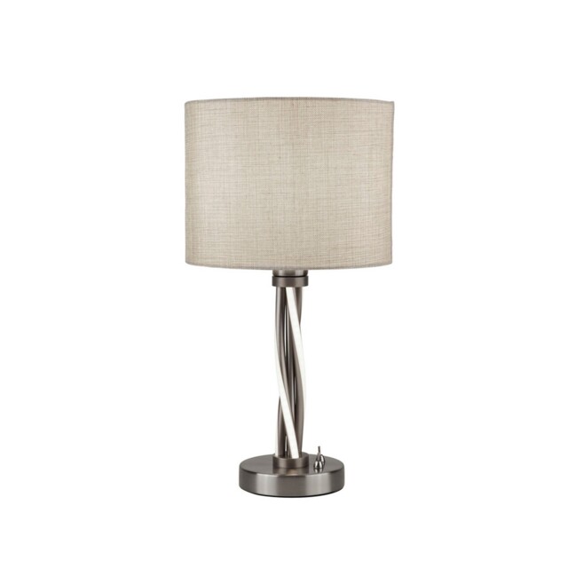 Satin Silver Finish Twist Base Design Led Table Light With Hessian