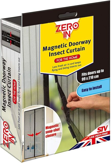Magnetic Doorway Mosquito Bug Insect Curtain 99cm X 210cm Black Easy