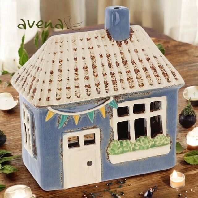 Blue House Village Pottery Collection Ornament Tealight Candle Holder