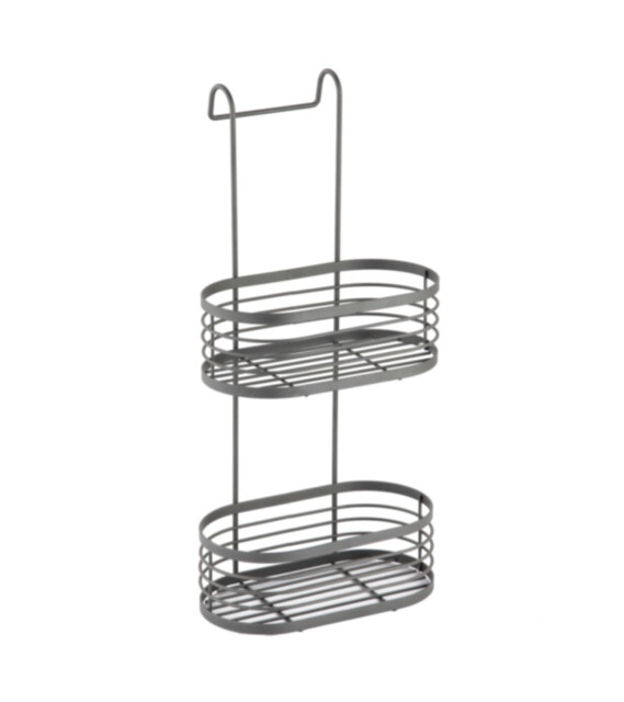 Blue Canyon 2 Tier Grey Over Shower Screen Caddy Storage Rack Bathroom