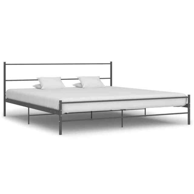 Bed Frame Grey Metal 180x200 Cm Super King Vidaxl