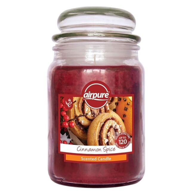 Airpure Large Jar Scented Candle Cinnamon Spice 510g - 120 Hours Burn
