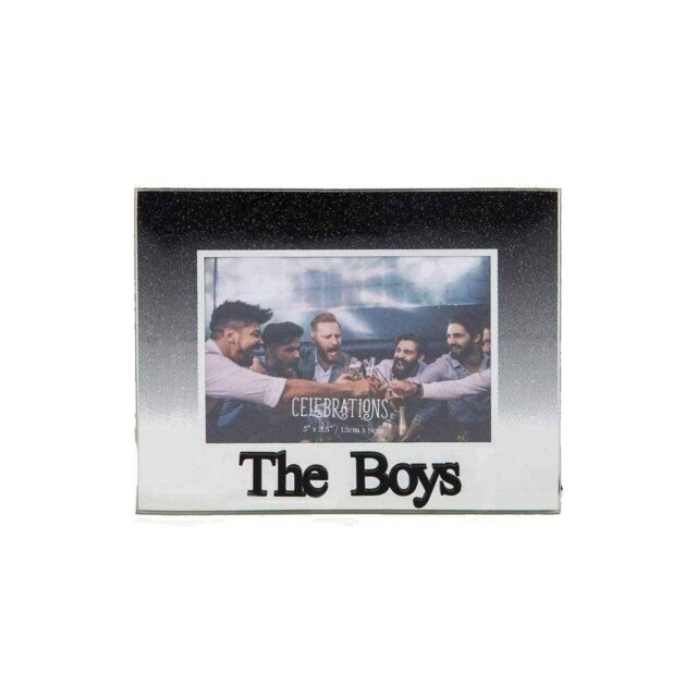 Celebrations The Boys Black Glitter Glass Frames - Standing Strut -
