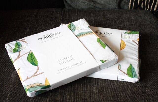 Pair Morris & Co Lemon Tree Oxford Pillowcase 100% Cotton Percale 220