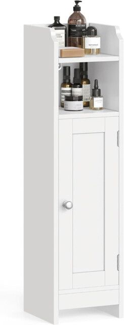 Slim Bathroom Floor Storage Cabinet With Door And Shelves,